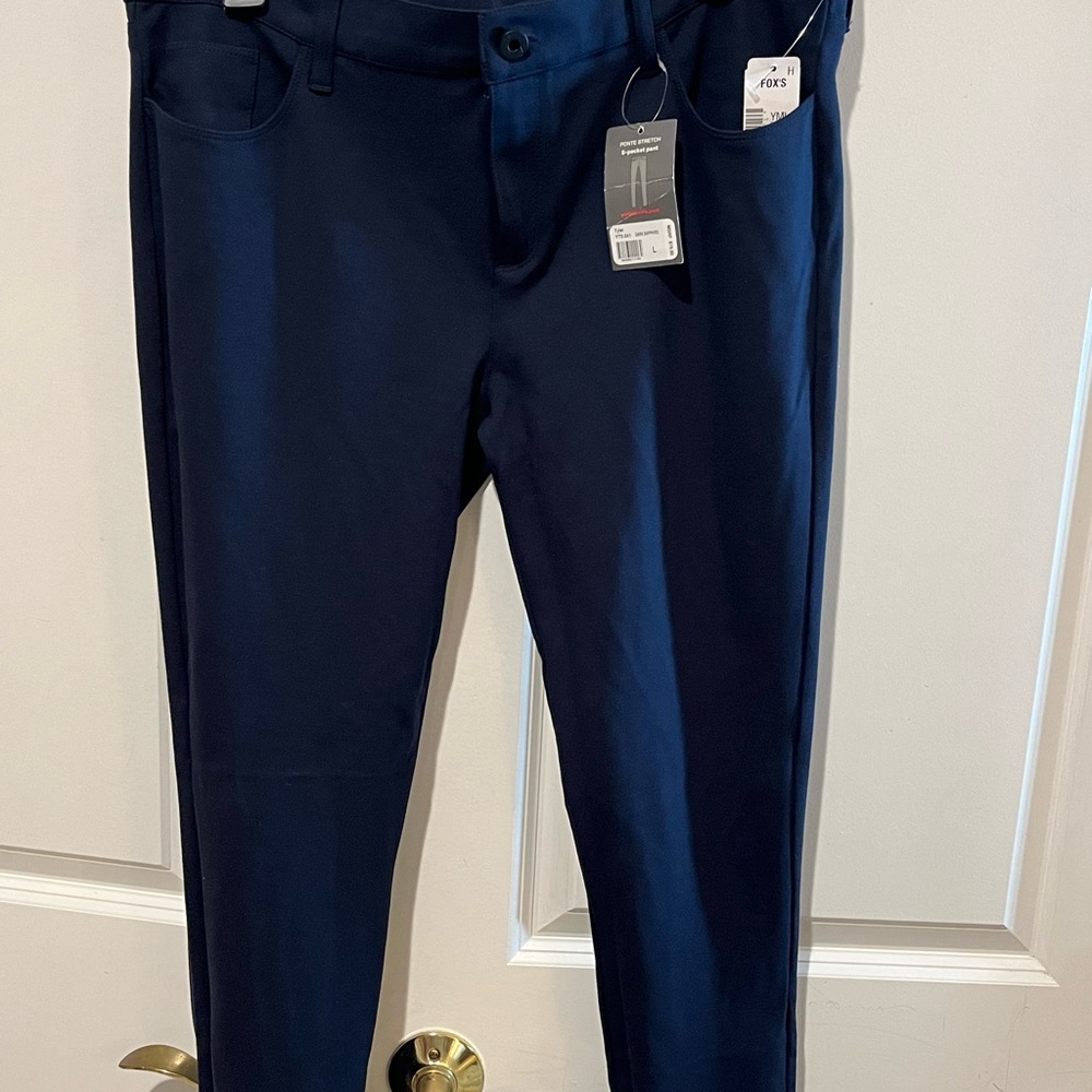YUMMIE Blue stretchy 5 pocket Ponte pants Comfy stretchy  New With Tags - Picture 3 of 8